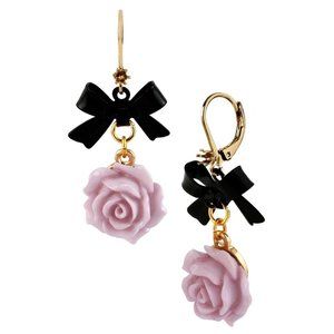 Betsey Jhonson Pink rose/ Crystal Star Fish Earrings